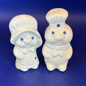 Vintage Pillsbury Doughboy and Doughgirl Ceramic Salt Pepper Shakers